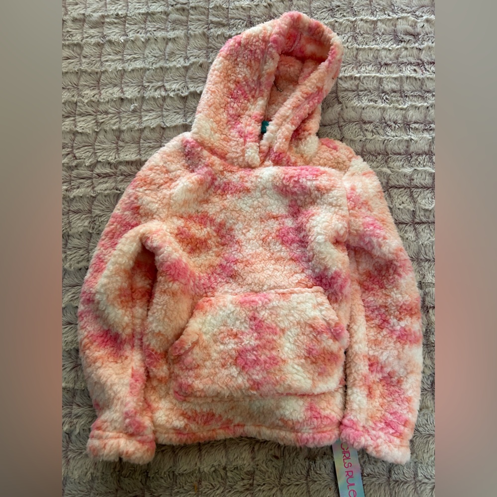 Girls Rule fluffy warm hoodie size 8